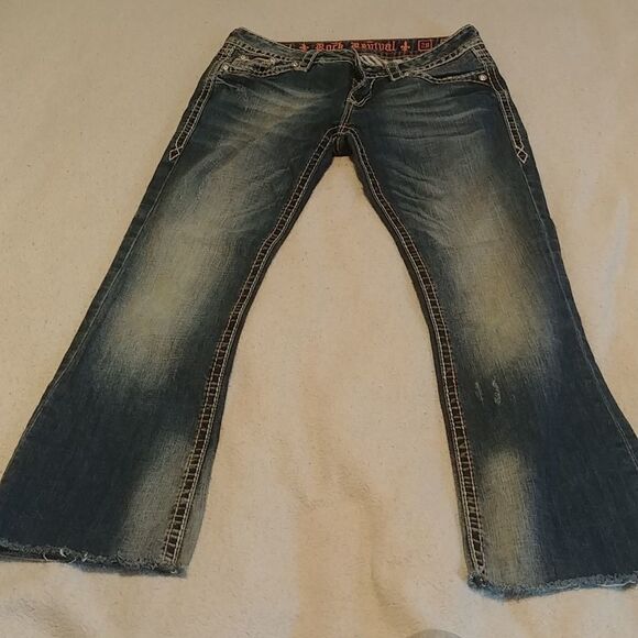 Perfect Raw Hem EUC Rock Revival KELLY Bootcut Jeans 28--- 30" inseam - Picture 4 of 12